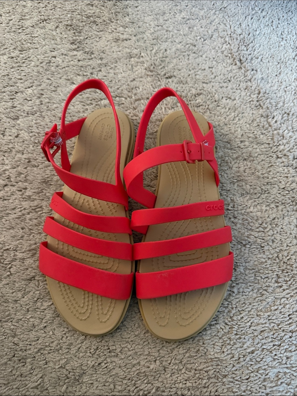 CROCS Women's Red Multi-Strap Slingback Sandals